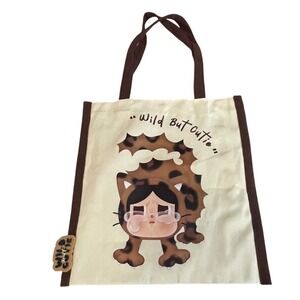 Pop Mart Cry Baby Wild But Cutie Graphic Tote Bag Leopard Print Anime‎